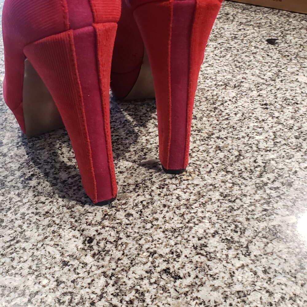 Bcbg Jodeci Raspberry Textured Suede Open-Toe Pla… - image 4